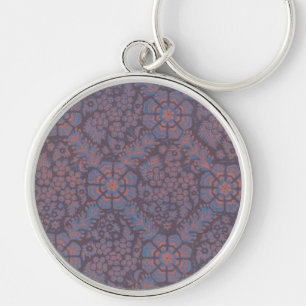 Purple Flowers Pattern Key Ring
