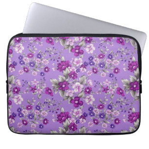 Purple flowers pattern laptop sleeve