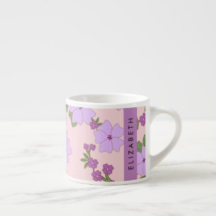 Purple Flowers, Pattern Of Flowers, Your Name Espresso Cup