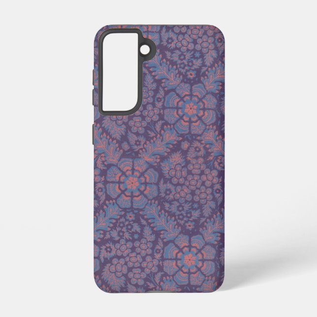 Purple Flowers Pattern Samsung Galaxy S21 Case (Back)