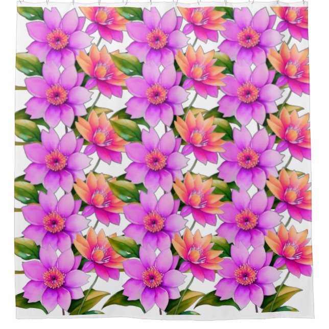 Purple flowers pattern Shower Curtain (Front)