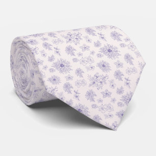 Purple flowers pattern tie