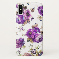 Purple Flowers Pattern with Monogram