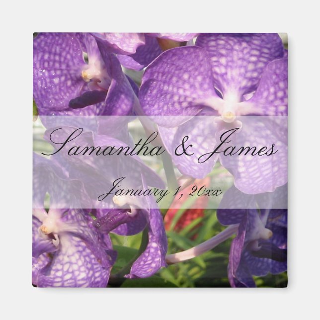 Purple Flowers Personal Wedding Magnet (Front)