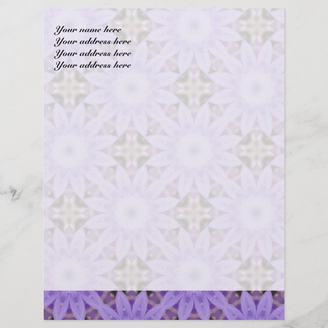 Purple Flowers Personalized Letterhead (Front)