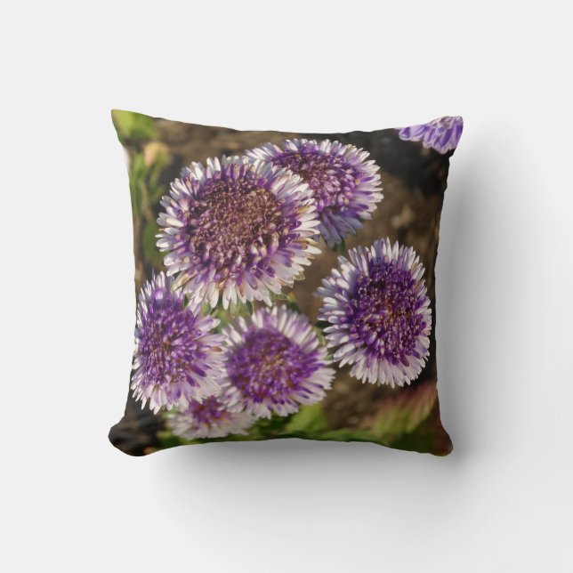 Purple Flowers Photo Throw Cushion (Front)