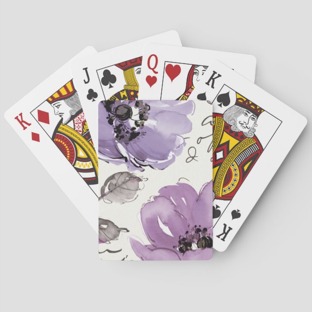 Purple Flowers Playing Cards (Back)