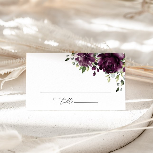 Purple Flowers, Plum Flowers, Boho, Bridal Shower Place Card (Creator Uploaded)