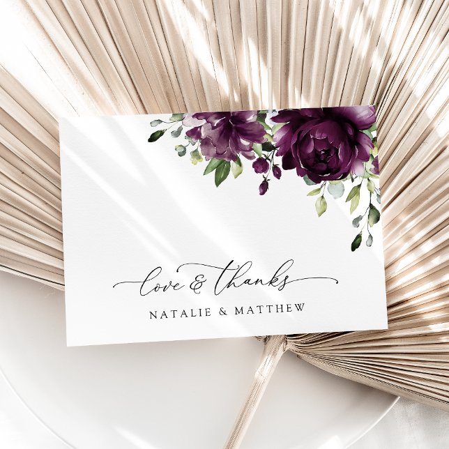 Purple Flowers, Plum Flowers, Boho, Floral Wedding Thank You Card (Creator Uploaded)