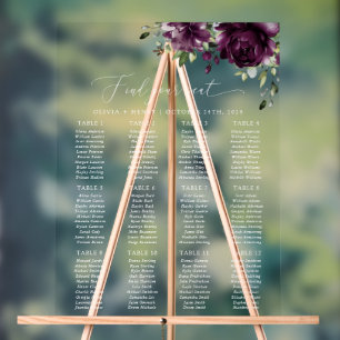 Purple Flowers, Plum Flowers, Boho, Seating Chart