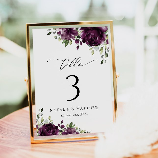 Purple Flowers, Plum Flowers, Boho, Table Numbers (Creator Uploaded)