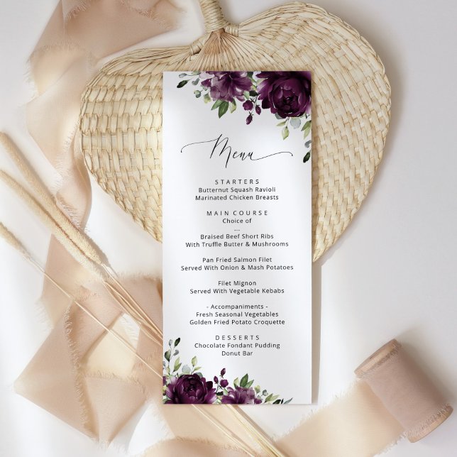 Purple Flowers, Plum Flowers, Bridal Shower Menu (Creator Uploaded)