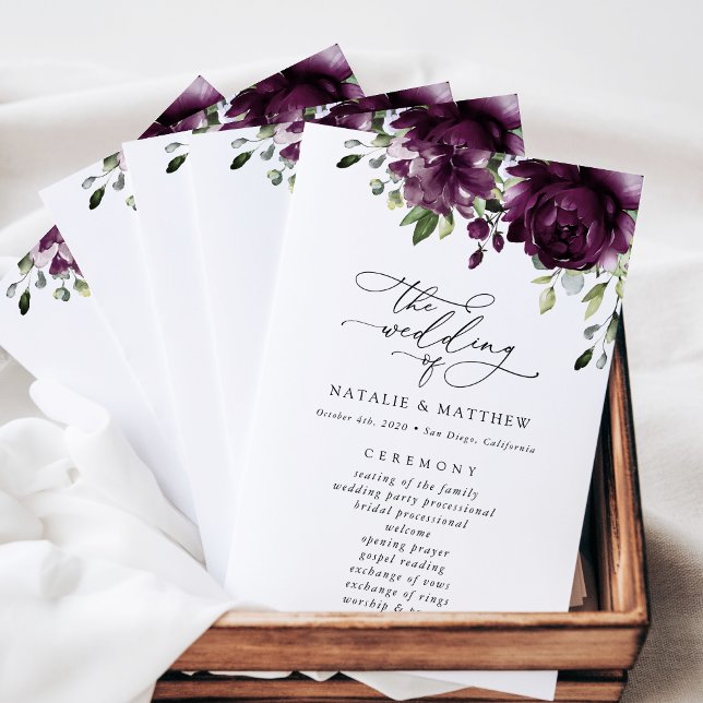 Purple Flowers, Plum Flowers, Wedding Program (Creator Uploaded)