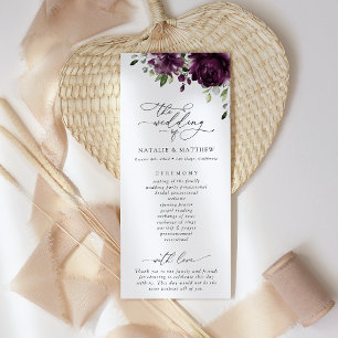 Purple Flowers, Plum Flowers, Wedding Program Programme