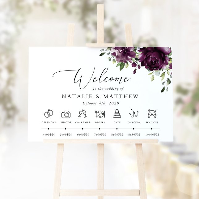 Purple Flowers, Plum Flowers, Wedding Timeline Poster (Creator Uploaded)