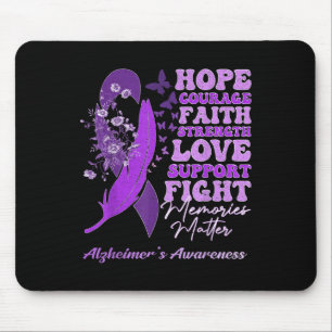 Purple Flowers Ribbon Memories Heimers Awareness Mouse Pad