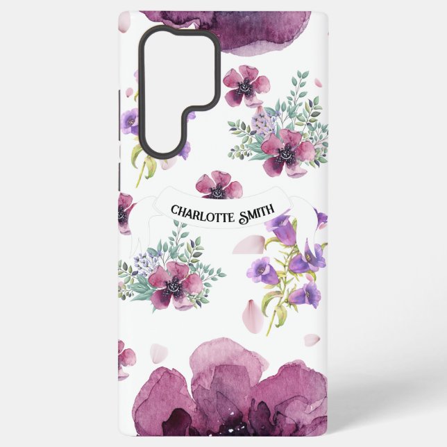 purple flowers samsung galaxy s22 ultra case (Back)