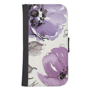 Purple Flowers Samsung S4 Wallet Case