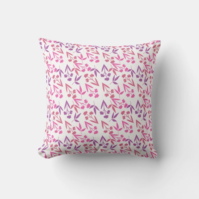 Purple Flowers Seamless Pattern – Elegant Floral  Cushion (Front)