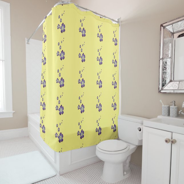 Purple Flowers Shower Curtain (In Situ)