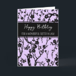 Purple Flowers Sister in Law Birthday Card<br><div class="desc">Birthday card for sister in law with modern purple and black flowers design and thoughtful verse.</div>