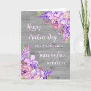 Purple Flowers Sister in Law Happy Mother's Day Card