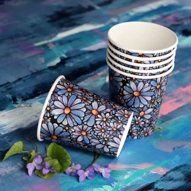 Purple Flowers Spring Daisies Garden Cottage       Paper Cups (Creator Uploaded)