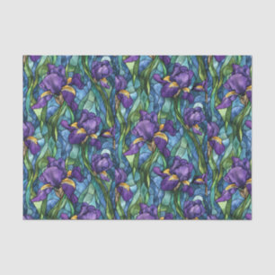 Purple Flowers Stained Glass Effect Decoupage Tissue Paper