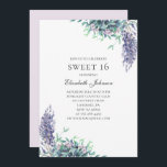 Purple flowers Sweet 16. Lavender 16th birthday Invitation<br><div class="desc">Sweet 16 birthday invitation with purple flowers. Contact me,  please,  if you need additional items.</div>