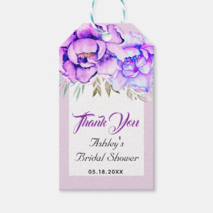 Purple flowers Thank you lilac bridal shower Gift Tags