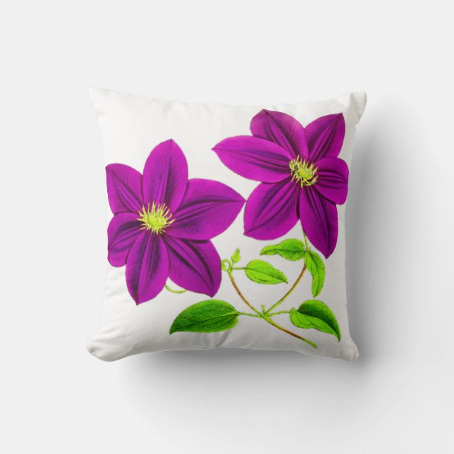 Purple flowers throw pillow. cushion (Front)