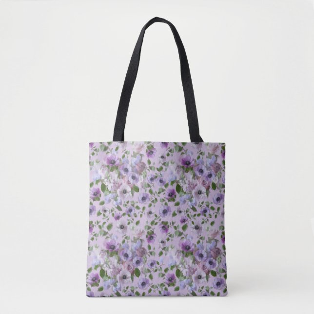 Purple Flowers Tote Bag (Front)