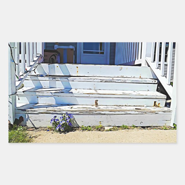 Purple Flowers Vintage Old House Stairs Stickers (Front)