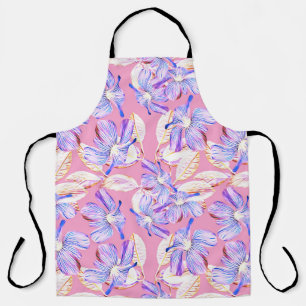 Purple Flowers: Watercolor Floral Elegance. Apron