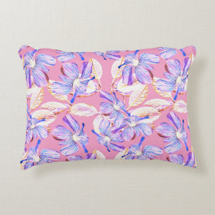 Purple Flowers: Watercolor Floral Elegance. Decorative Cushion