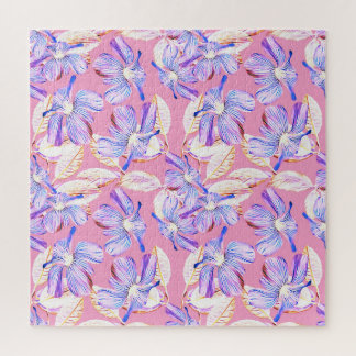 Purple Flowers: Watercolor Floral Elegance. Jigsaw Puzzle