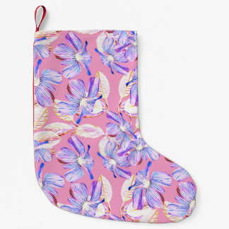 Purple Flowers: Watercolor Floral Elegance. Small Christmas Stocking