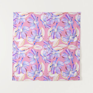 Purple Flowers: Watercolor Floral Elegance. Tapestry