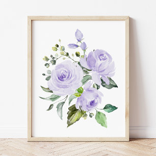 Purple Flowers, Watercolor Flowers, Gender Neutral Poster
