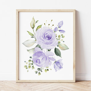 Purple Flowers, Watercolor Flowers, Gender Neutral Poster