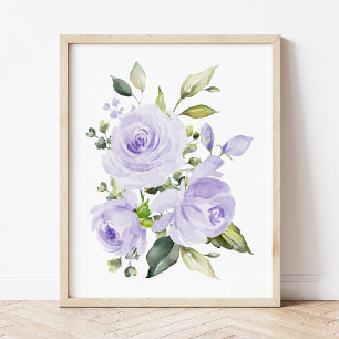 Purple Flowers, Watercolor Flowers, Gender Neutral Poster