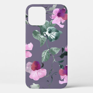 Purple flowers: watercolor seamless pattern. iPhone 12 case