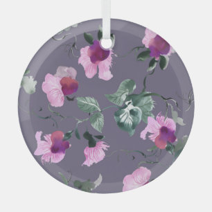 Purple flowers: watercolor seamless pattern. glass tree decoration