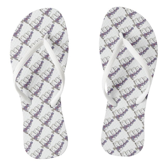 Purple Flowers Wedding Cake Bridesmaid Bride Jandals (Footbed)