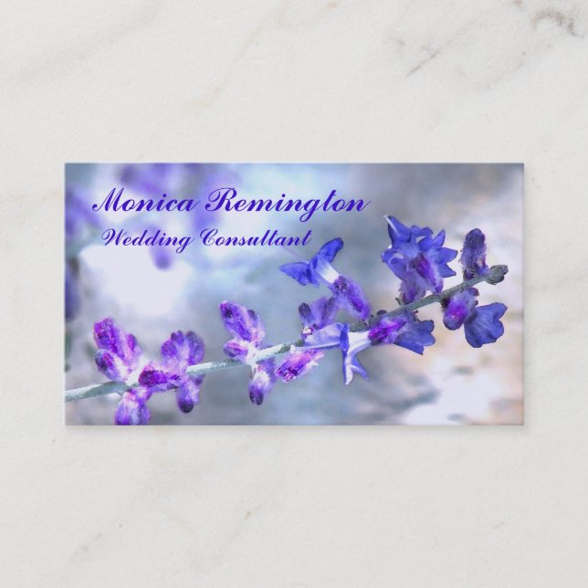 Purple Flowers Wedding Consultant Business Card (Front)