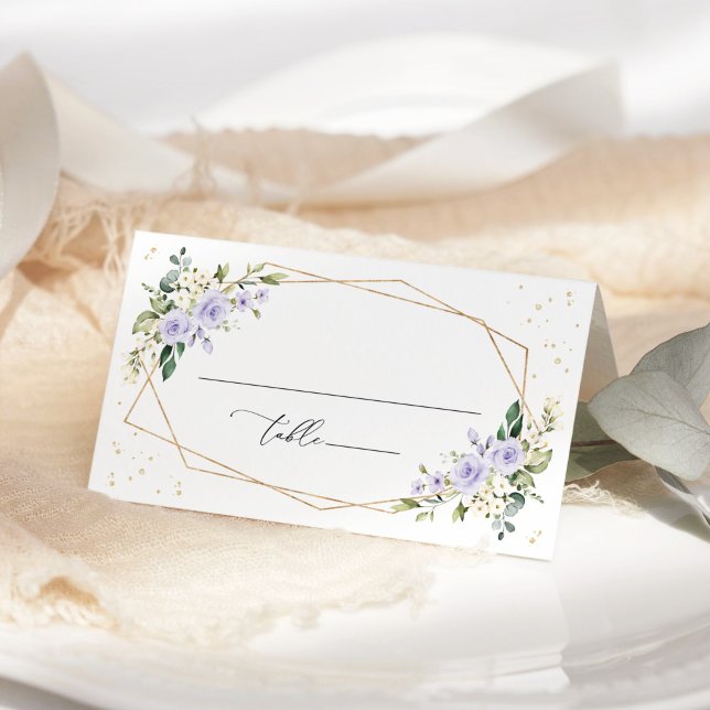 Purple Flowers, White Flowers, Boho, Bridal Shower Place Card (Creator Uploaded)