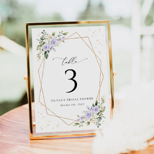 Purple Flowers, White Flowers, Boho, Table Numbers