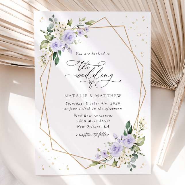 Purple Flowers, White Flowers, Boho, Wedding Invitation (Creator Uploaded)