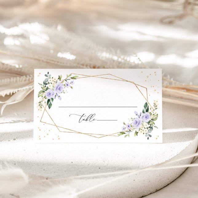 Purple Flowers, White Flowers, Boho, Wedding Place Card (Creator Uploaded)