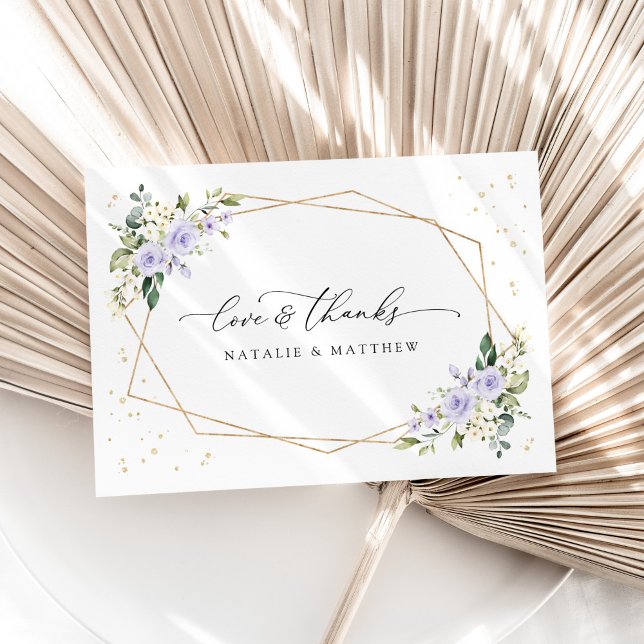 Purple Flowers, White Flowers, Greenery, Wedding Thank You Card (Creator Uploaded)
